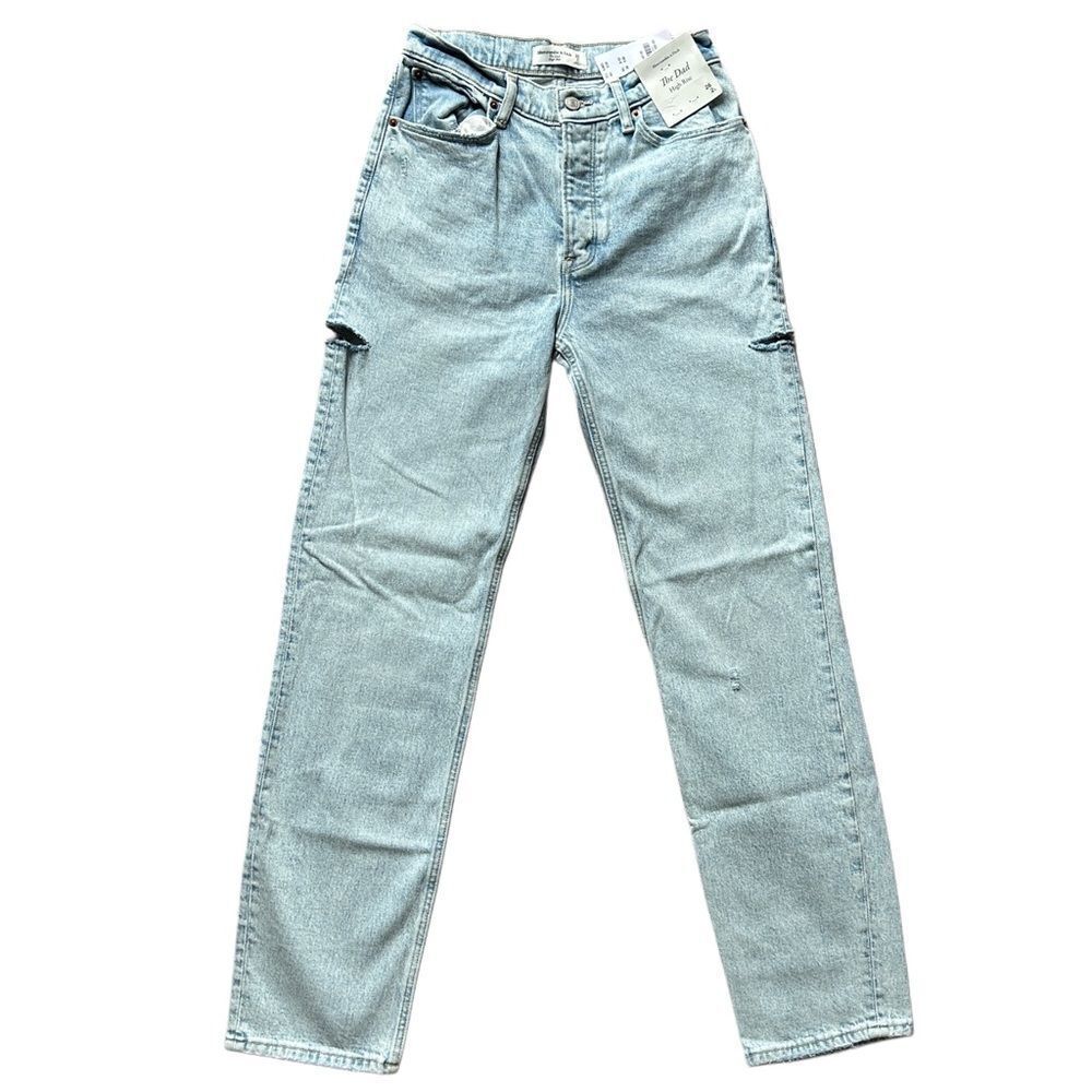 Abercrombie Womens The Dad High Rise Light Wash Blue Denim Jeans NWT Size 26/2L